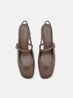 PEDRO Studio Patent Leather Slingback Pumps - Taupe