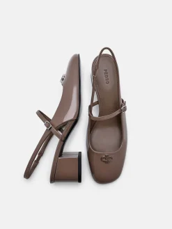 PEDRO Studio Patent Leather Slingback Pumps - Taupe
