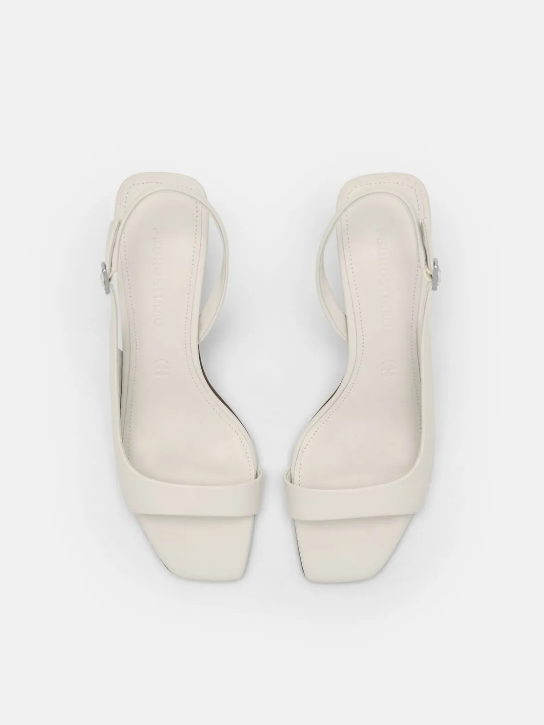 PEDRO Studio Simone Leather Heel Sandals - Chalk