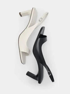 PEDRO Studio Simone Leather Heel Sandals - Chalk