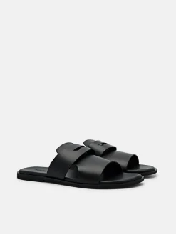 Penny Strap Slide Sandals - Black