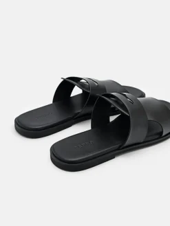 Penny Strap Slide Sandals - Black