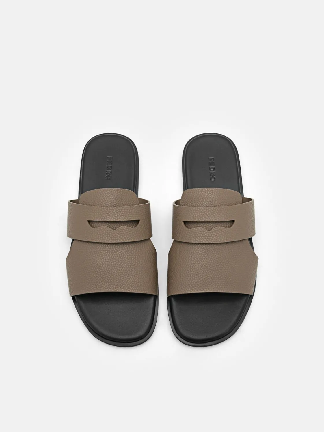 Penny Strap Slide Sandals - Dark Taupe