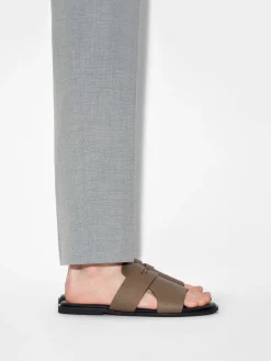 Penny Strap Slide Sandals - Dark Taupe