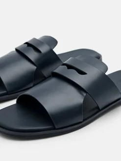 Penny Strap Slide Sandals - Navy