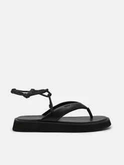 Platform Thong Sandals - Black