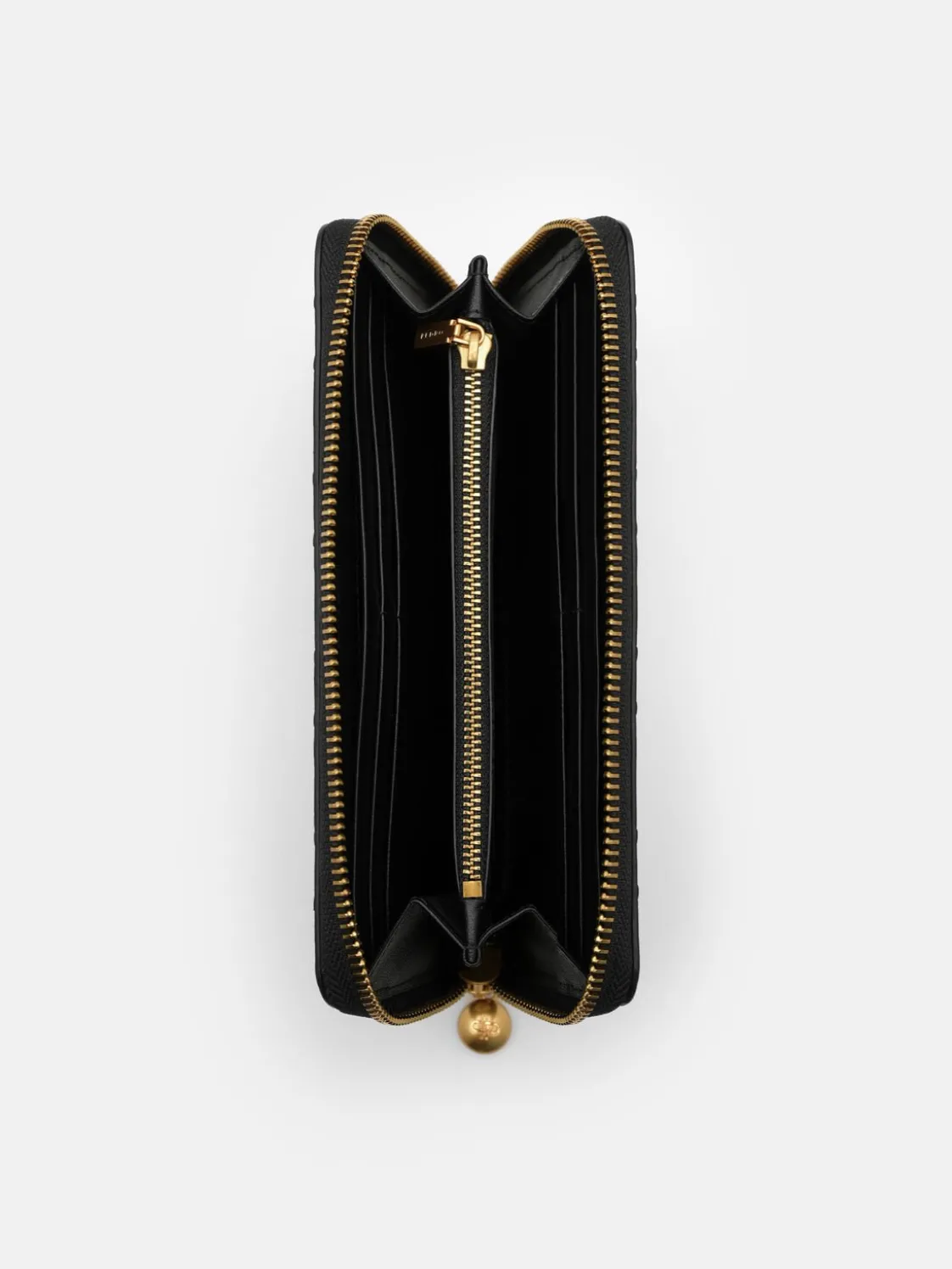 Quilted Leather Long Wallet - Black