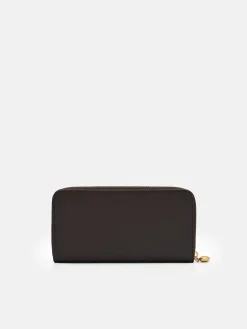 Quilted Leather Long Wallet - Dark Brown