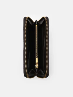 Quilted Leather Long Wallet - Dark Brown