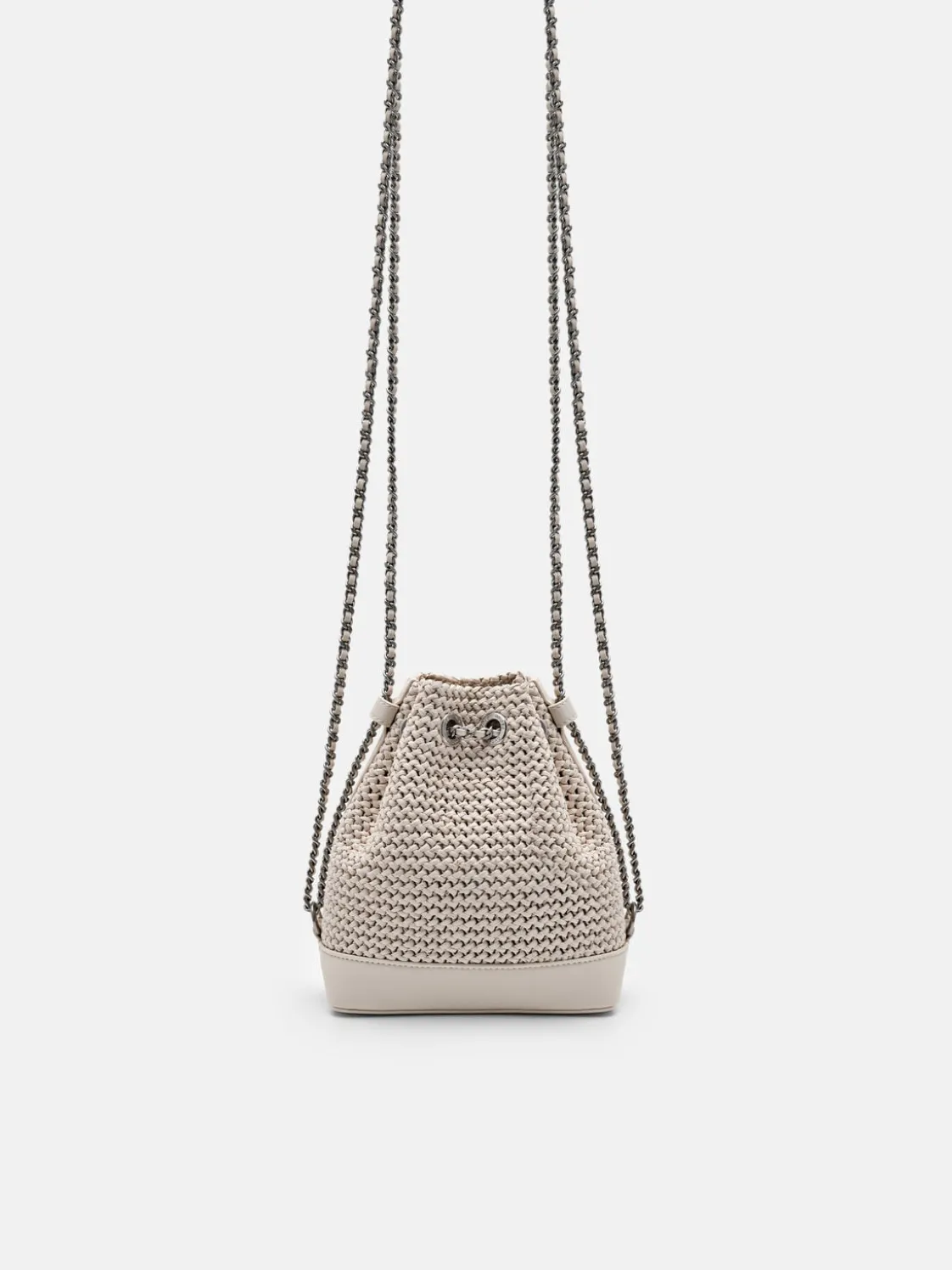 Raffia Mini Bucket Bag - Chalk