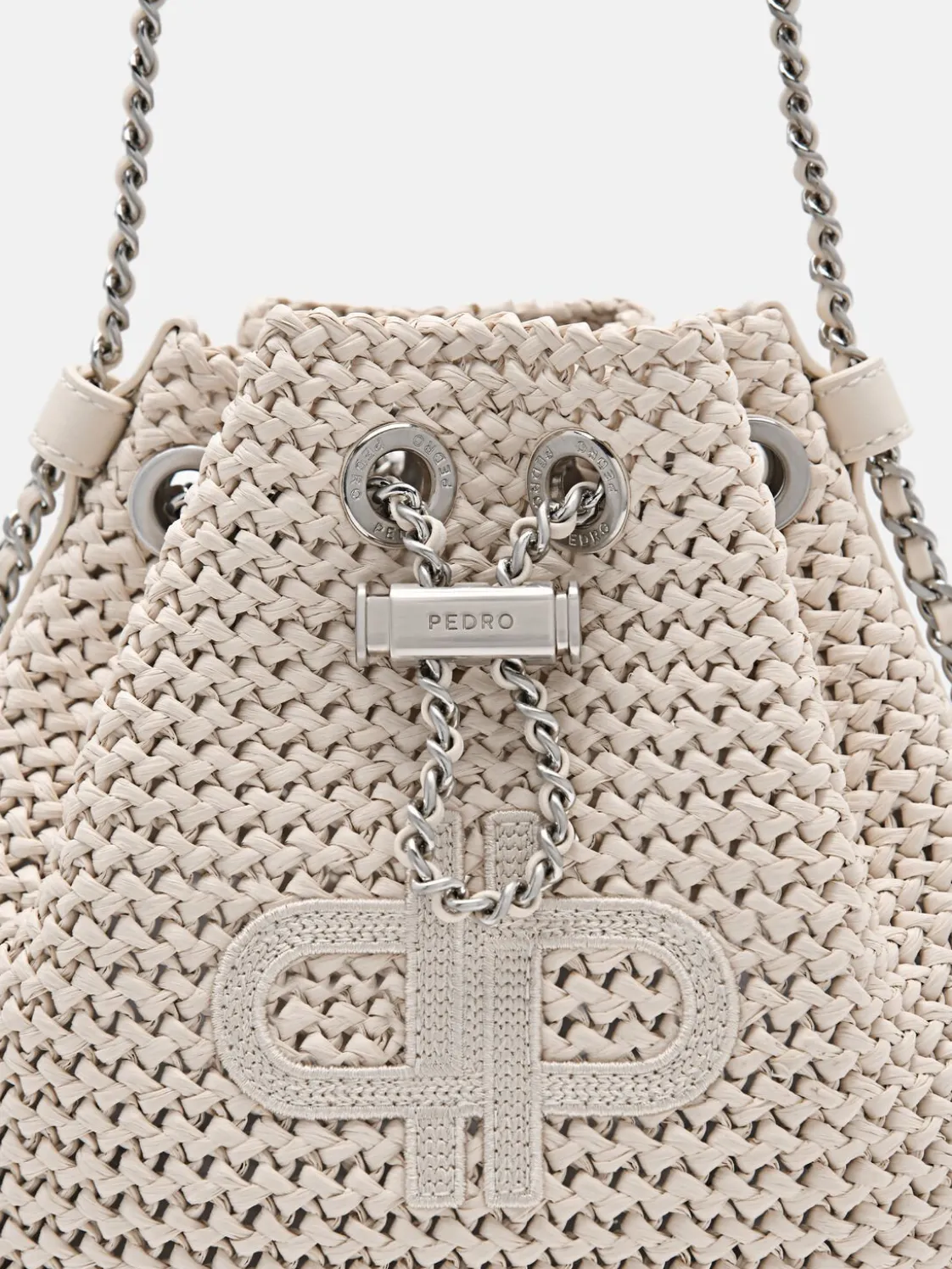 Raffia Mini Bucket Bag - Chalk