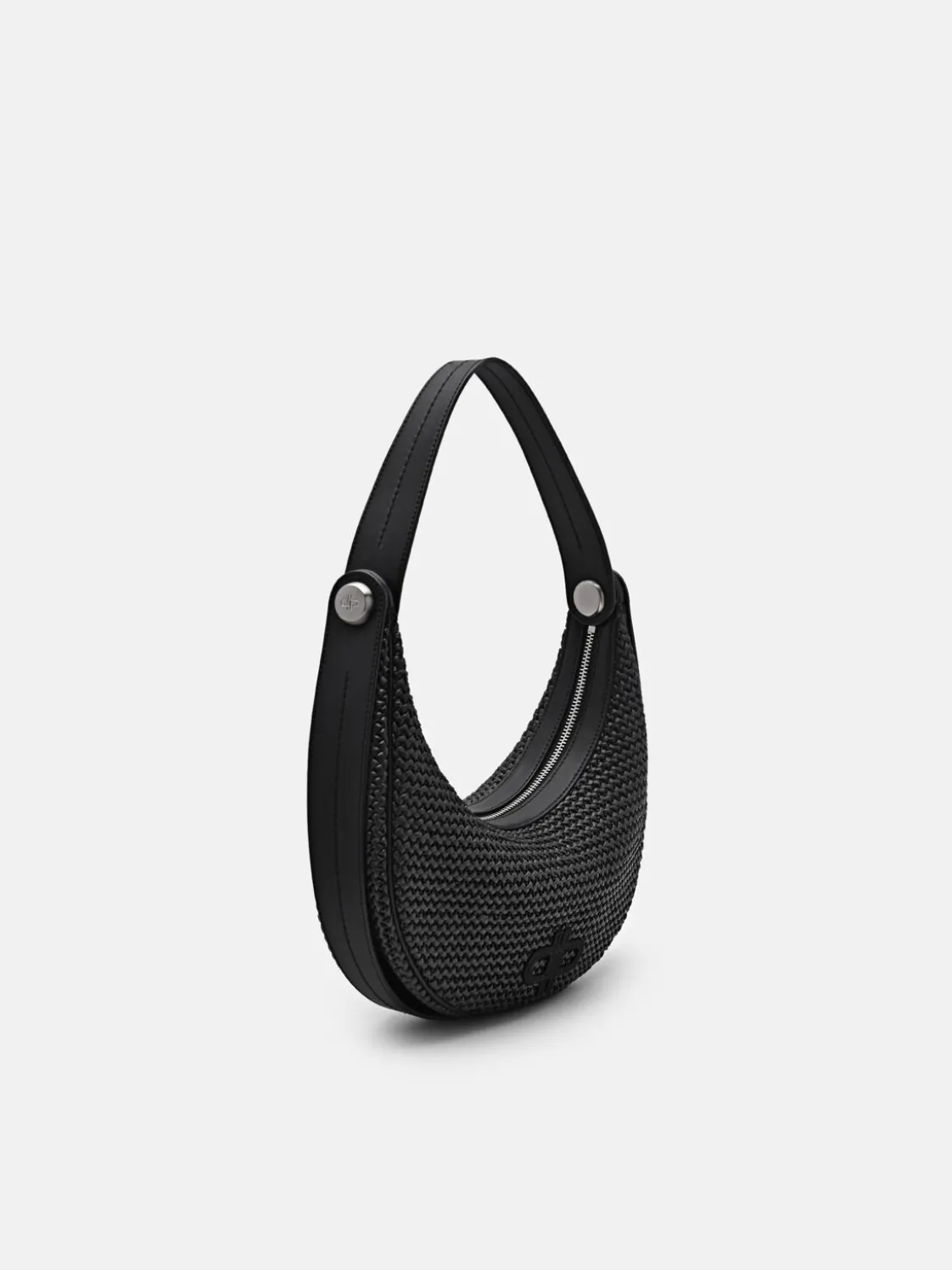Raffia Shoulder Bag - Black