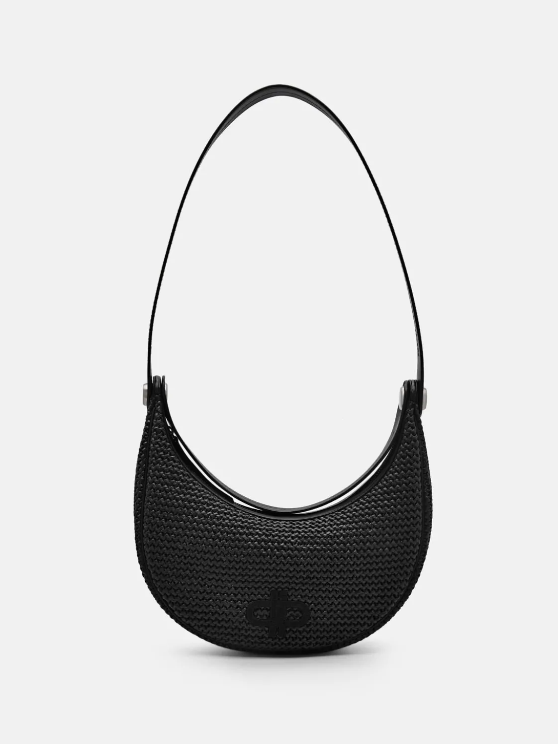 Raffia Shoulder Bag - Black