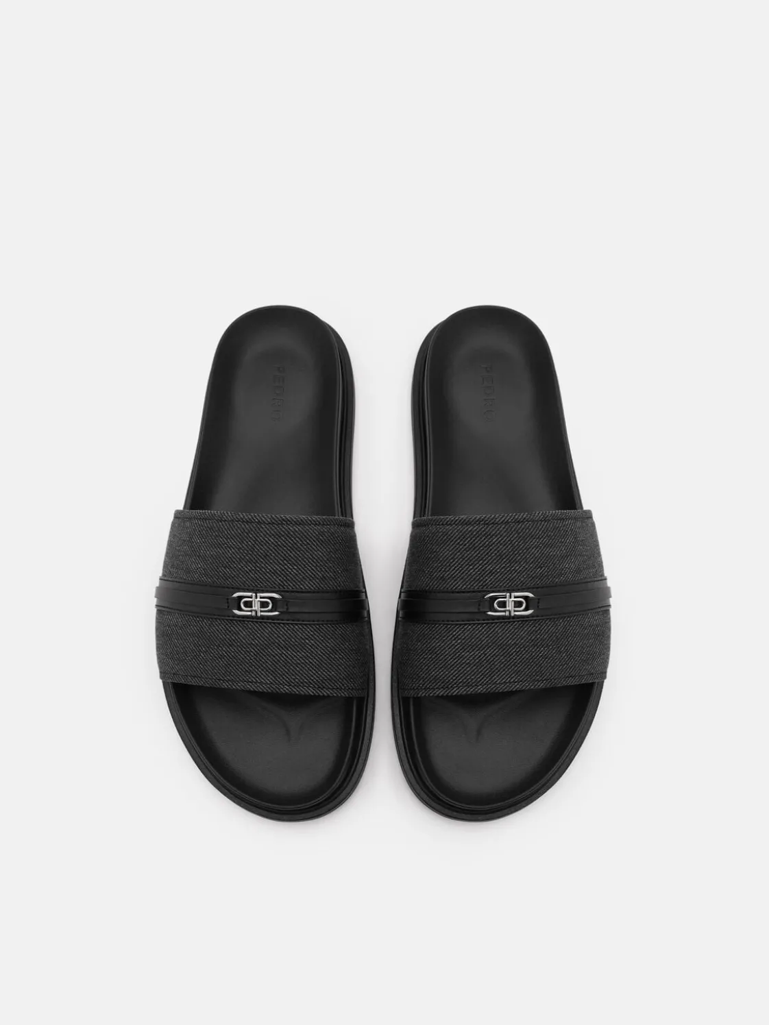 Renly Slide Sandals - Black Fabric