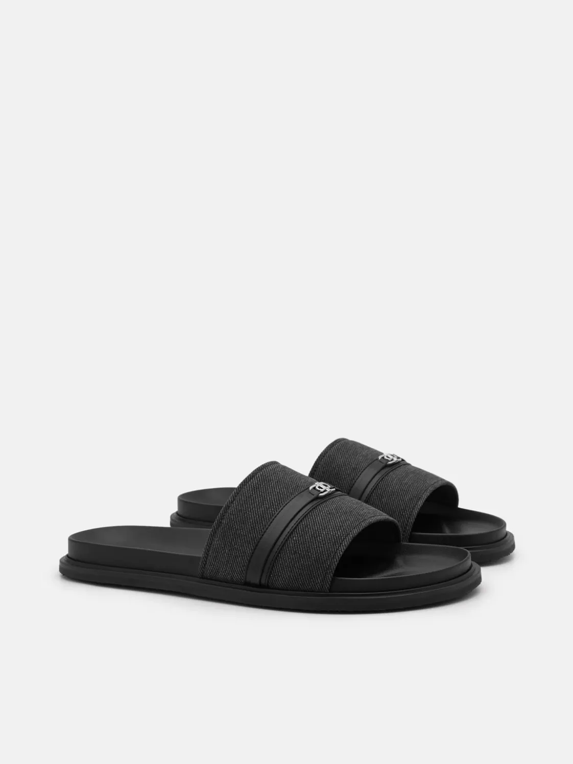 Renly Slide Sandals - Black Fabric