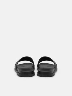 Renly Slide Sandals - Black Fabric