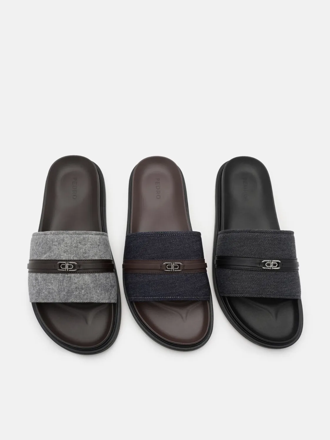 Renly Slide Sandals - Black Fabric