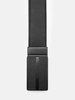 Reversible Leather Tang Belt - Black
