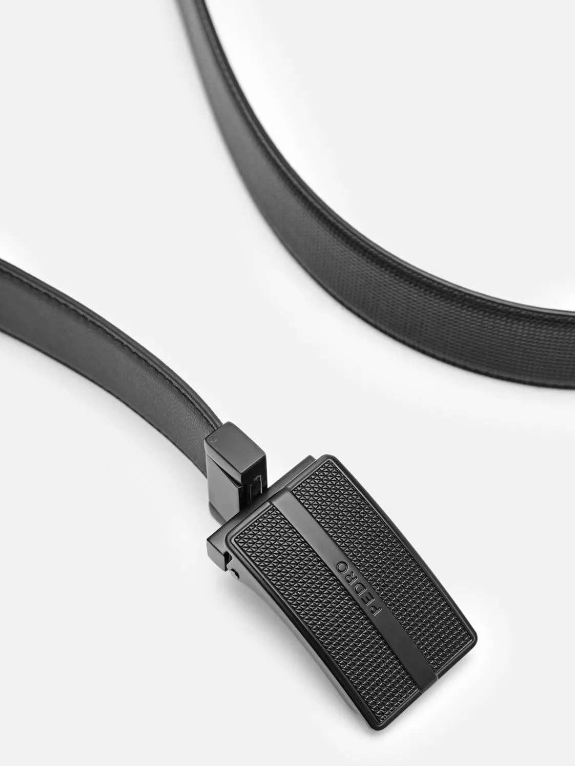 Reversible Leather Tang Belt - Black