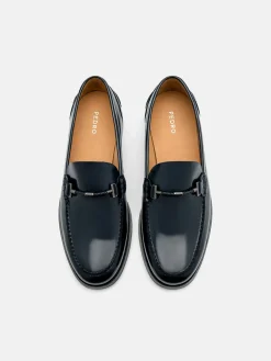 Robert Leather Horsebit Loafers - Navy