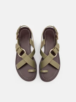 Roe Leather Backstrap Sandals - Olive