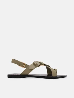Roe Leather Backstrap Sandals - Olive