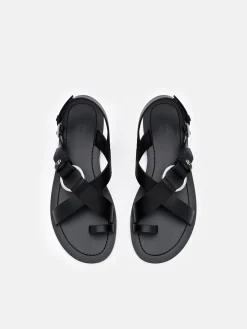 Roe Leather Backstrap Sandals - Black