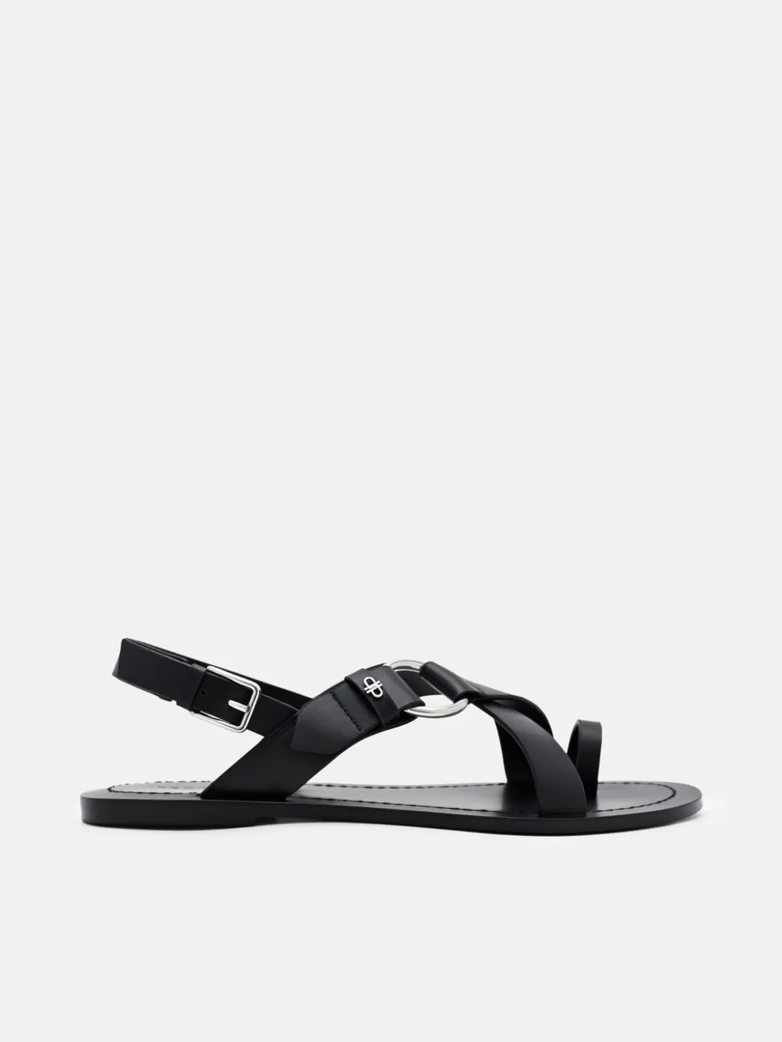 Roe Leather Backstrap Sandals - Black