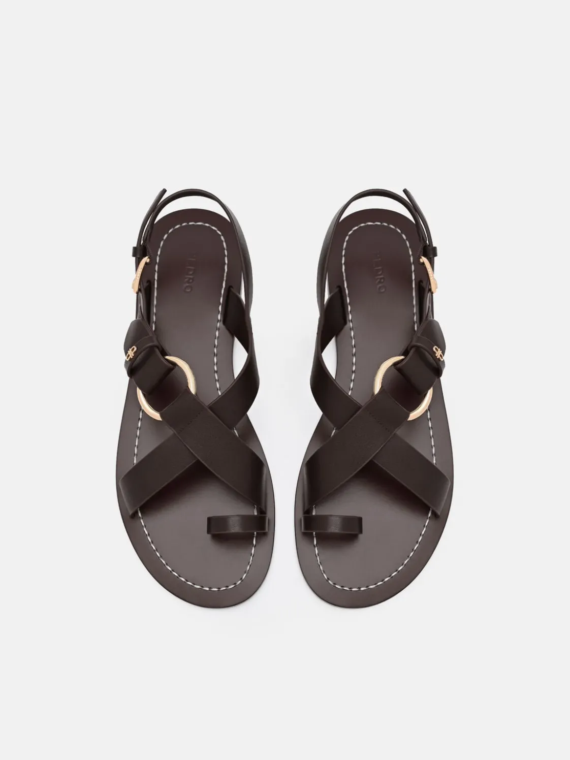 Roe Leather Backstrap Sandals - Dark Brown