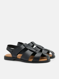 Roman Backstrap Sandals - Black