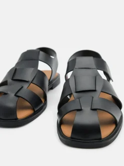 Roman Backstrap Sandals - Black