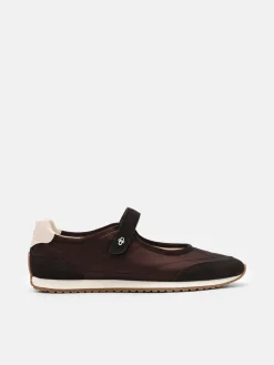 Romy Satin Sneakers - Dark Brown