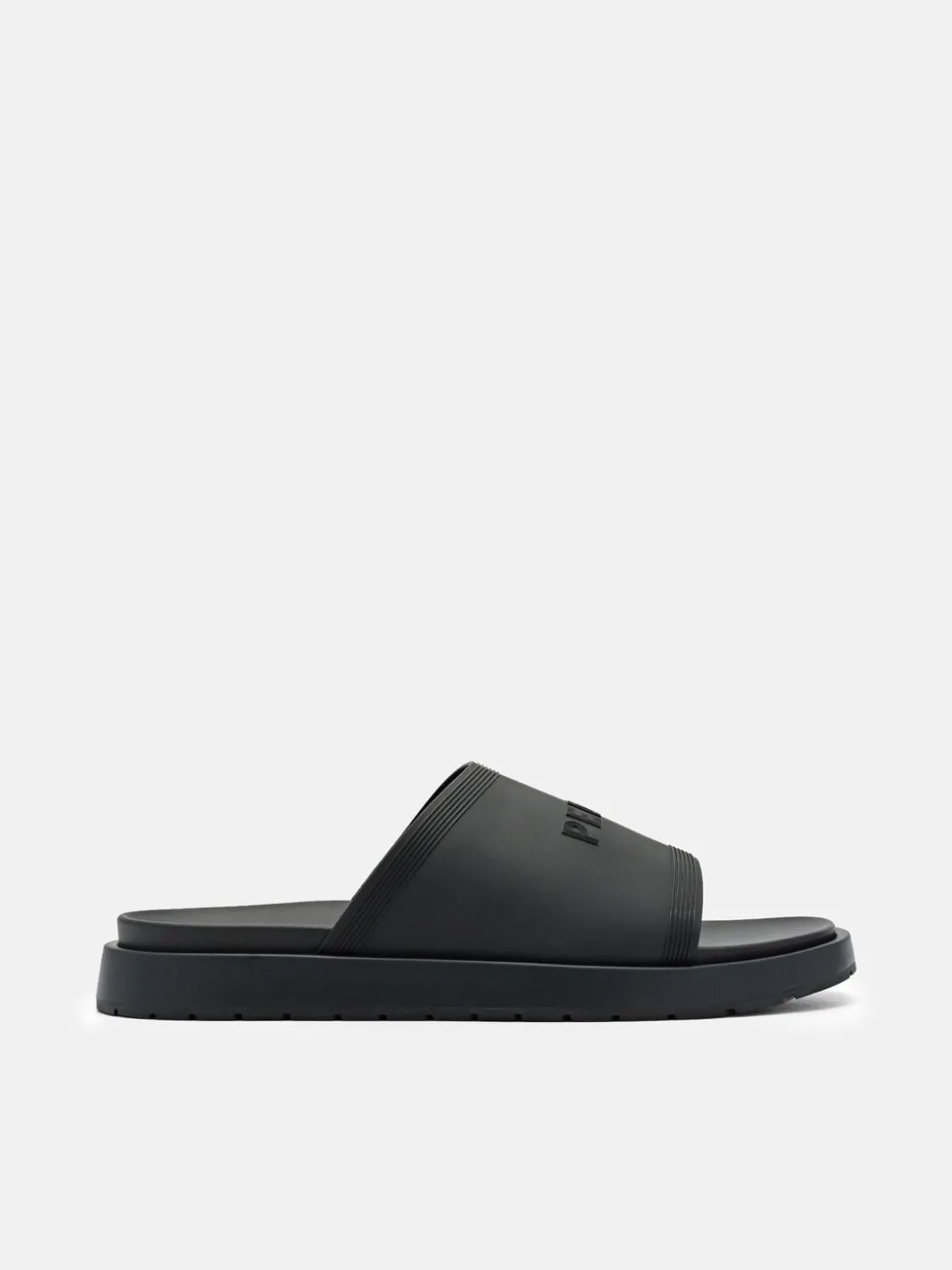 Rubber Slide Sandals - Black