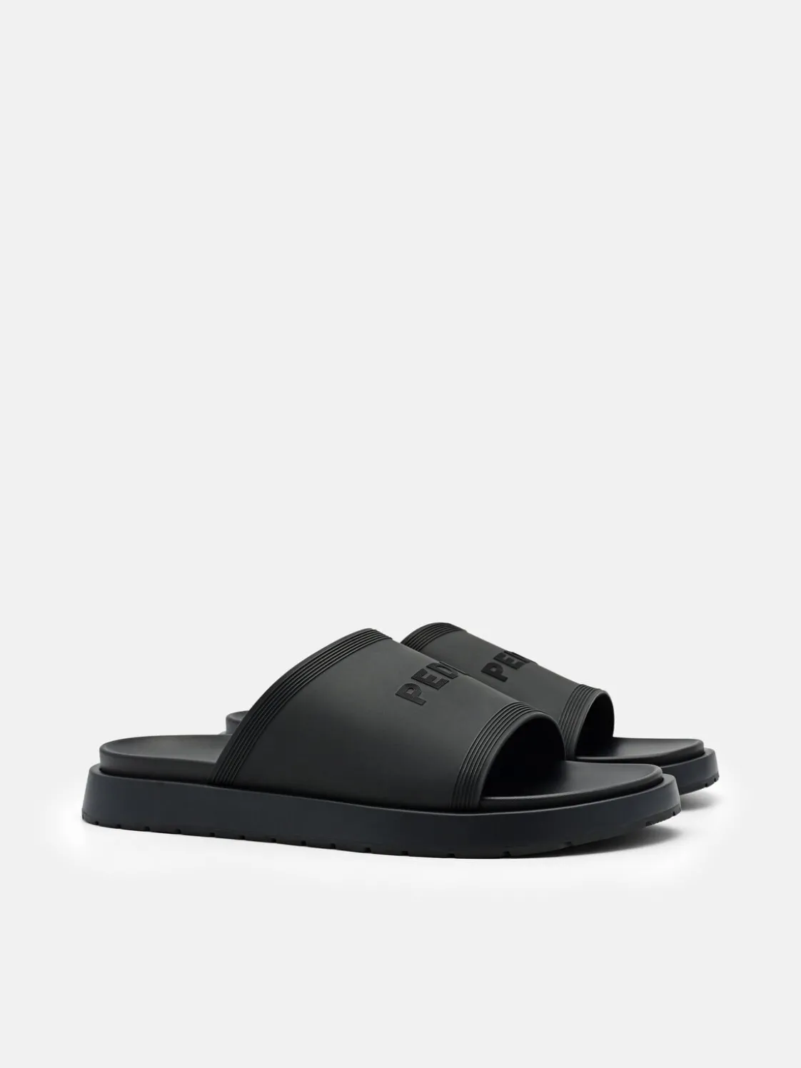Rubber Slide Sandals - Black