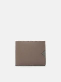 Saffiano Leather Bi-Fold Flip Wallet - Dark Taupe