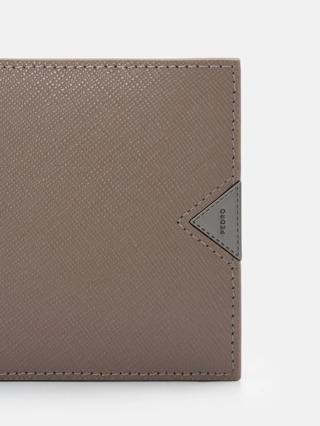 Saffiano Leather Bi-Fold Flip Wallet - Dark Taupe
