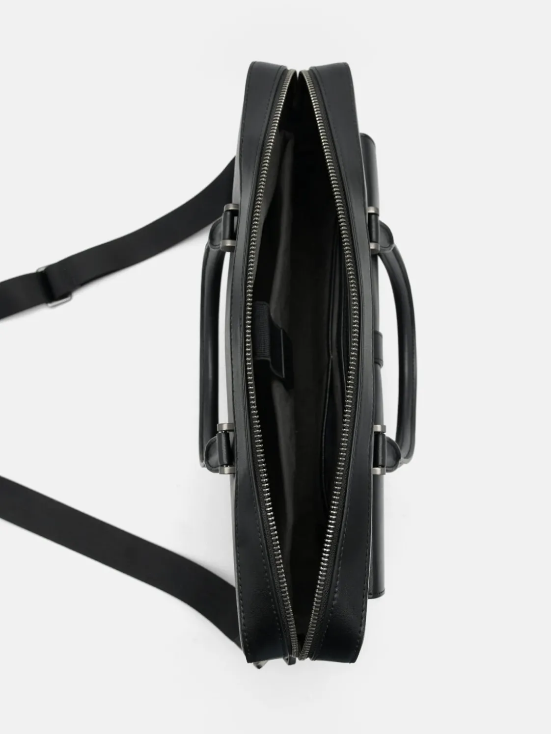 Saffiano Leather Briefcase - Black