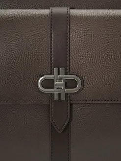 Saffiano Leather Briefcase - Dark Brown