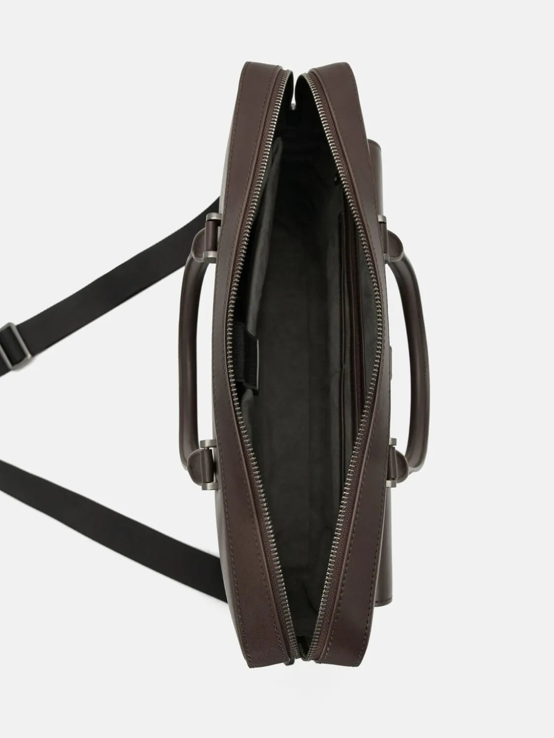 Saffiano Leather Briefcase - Dark Brown