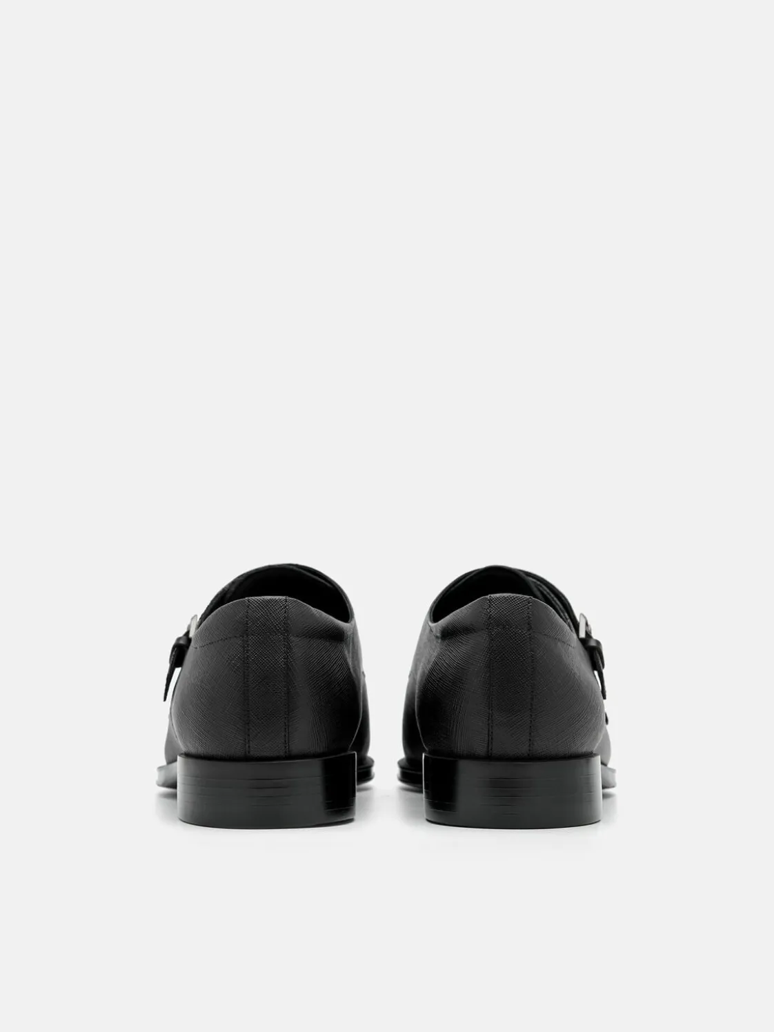 Saffiano Leather Double Monkstrap Shoes - Black