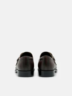 Saffiano Leather Double Monkstrap Shoes - Brown
