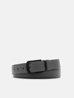 Saffiano Leather Reversible Pin Belt - Dark Grey