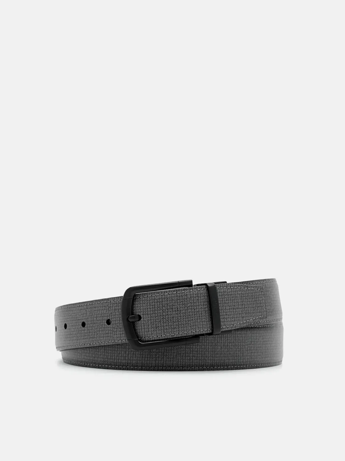 Saffiano Leather Reversible Pin Belt - Dark Grey