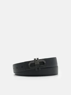 Saffiano Leather Reversible Tang Belt - Black