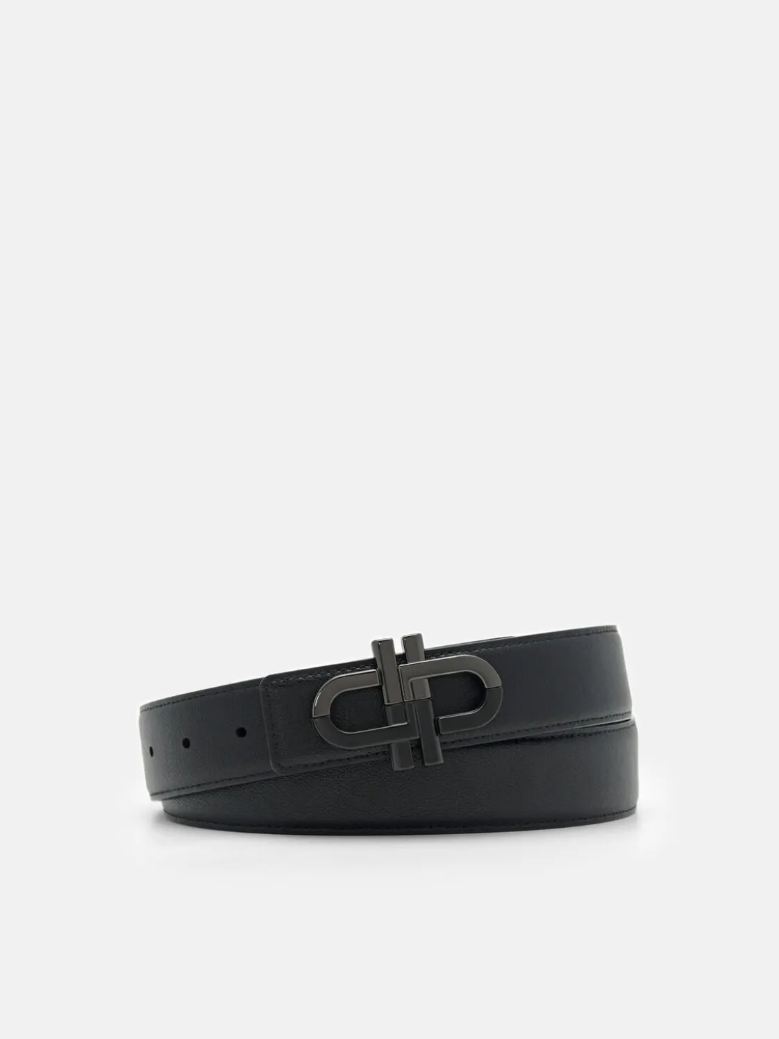Saffiano Leather Reversible Tang Belt - Black