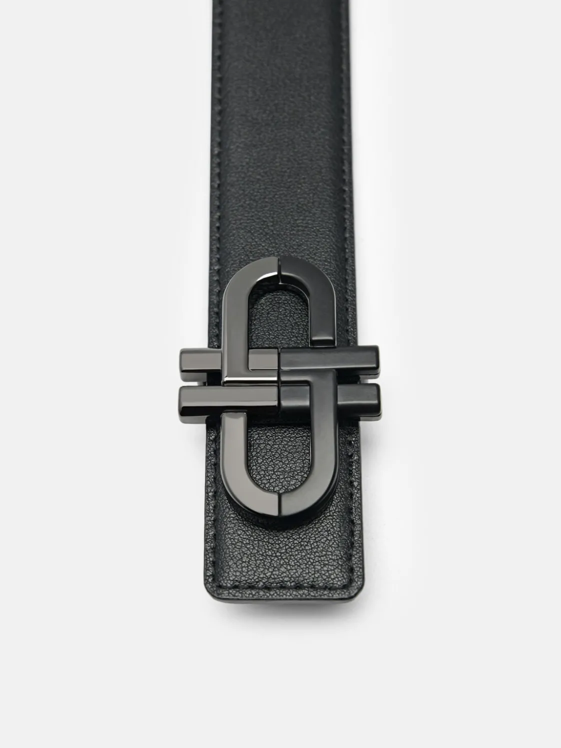 Saffiano Leather Reversible Tang Belt - Black