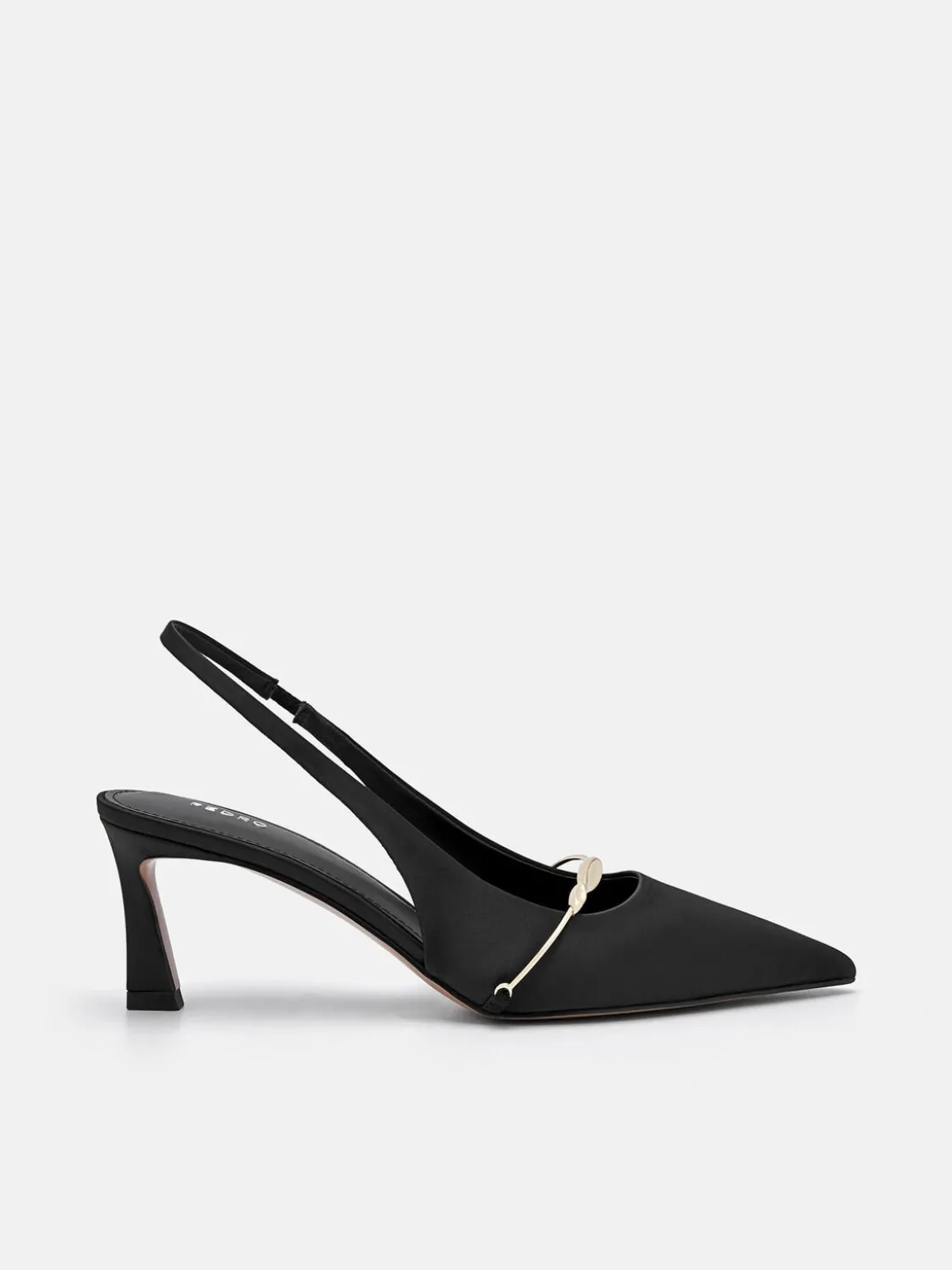 Satin Slingback Heel Pumps - Black