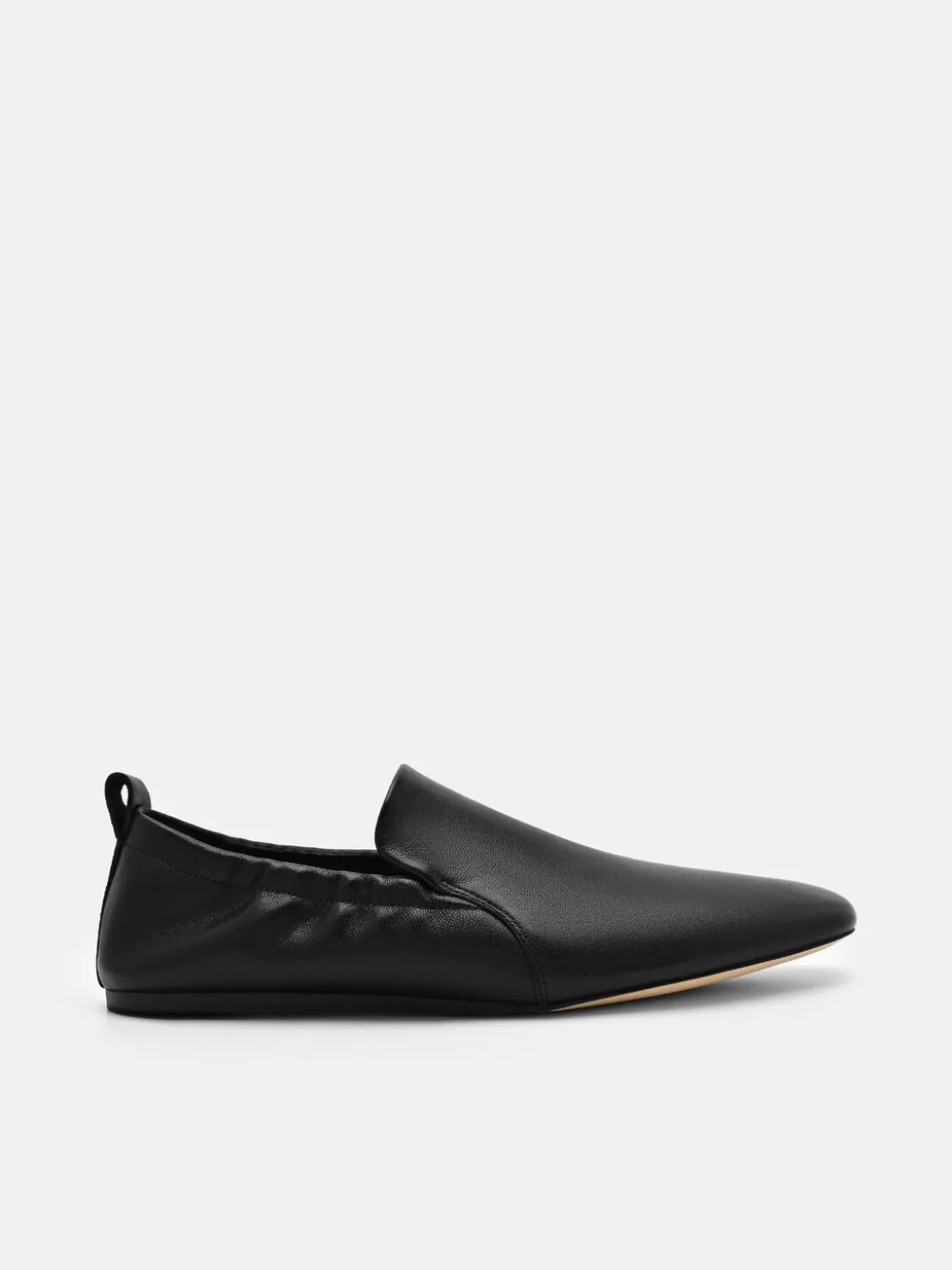 Scrunch Leather Slip-On Flats - Black