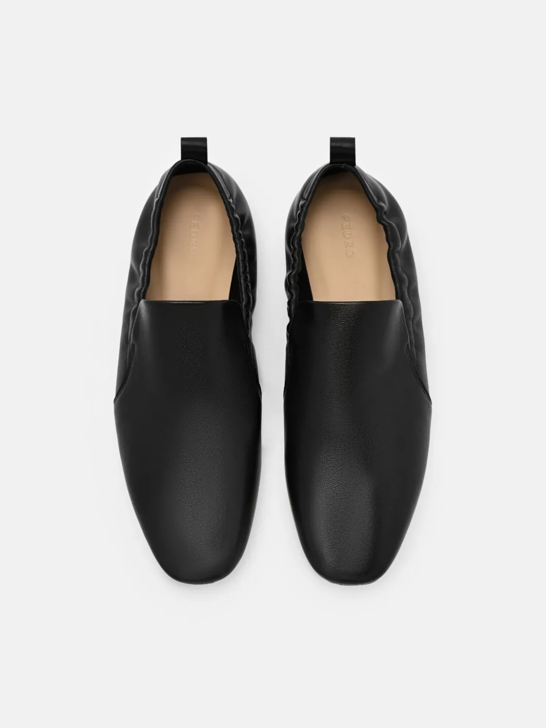 Scrunch Leather Slip-On Flats - Black
