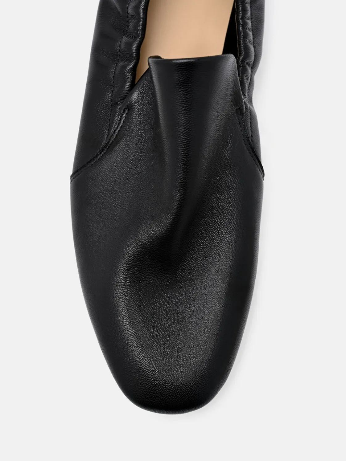 Scrunch Leather Slip-On Flats - Black